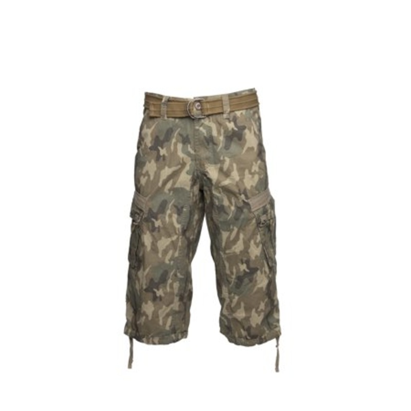 X-ray Mens Classic fit Cargo Shorts 36 Green Camouflage Belted