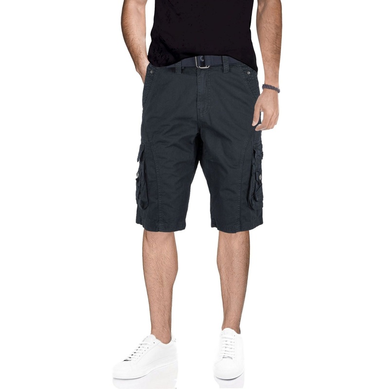 X-ray Mens Classic fit Cargo Shorts 46 Blue Solid Belted
