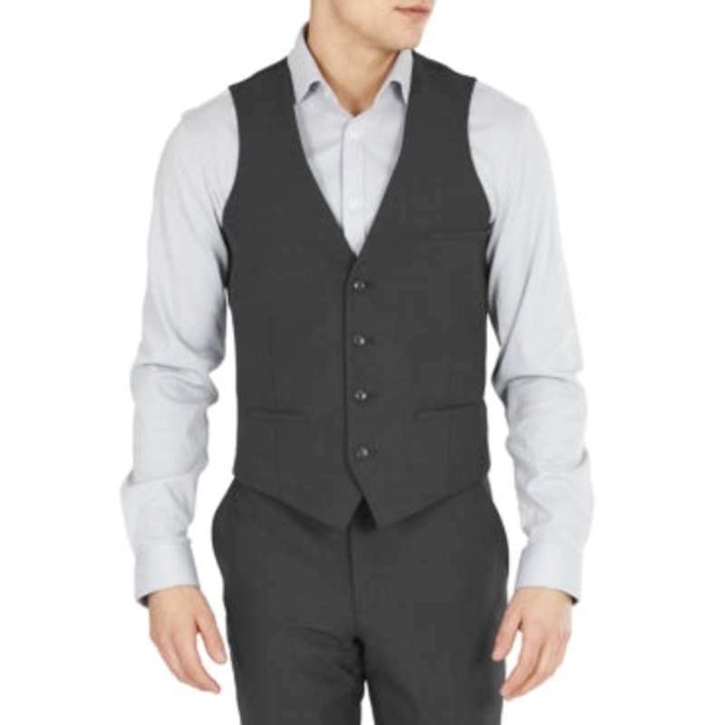 Bar Iii Mens Slim fit Button-Up Vest Medium Grey