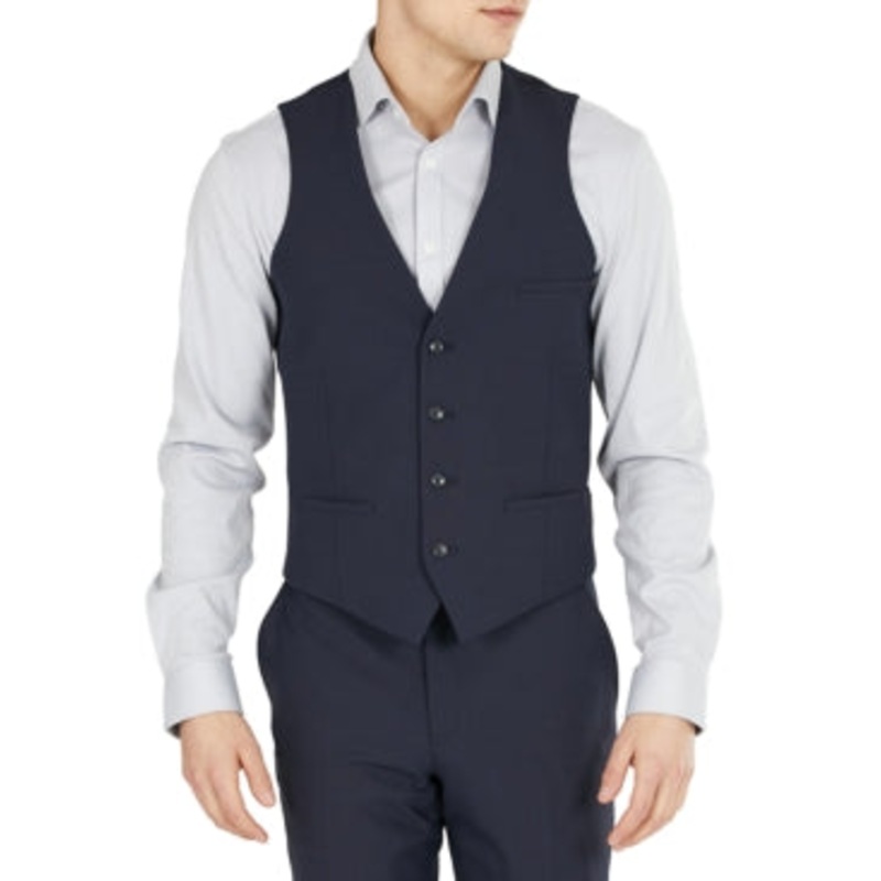 Bar Iii Mens Slim fit Button-Up Vest XL Blue