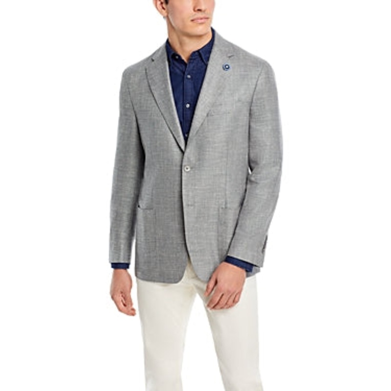 Hart Schaffner Marx New York Solid Weave Regular Fit Sport Coat 50R Grey