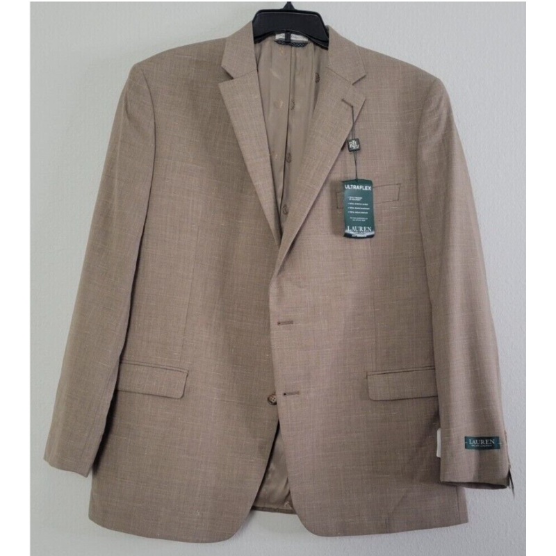 Lauren Ralph Lauren Mens Classic Fit Sport Coat Jacket 40S Light Brown