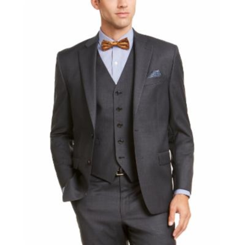 Lauren Ralph Lauren Mens  fit Suit Jacket Blazer 58 L Grey Solid