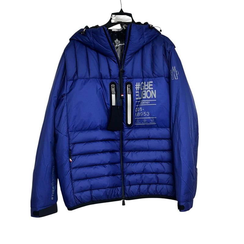 Moncler Grenoble Mens Monthey Zip-Up Puffer Jacket Coat Size 5 / XXL Blue