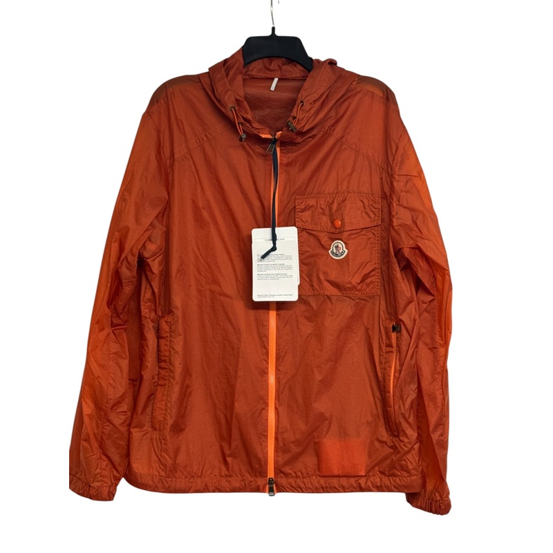 Moncler Mens Logo Shell Hooded Windbreaker Jacket Size XL / 4 Orange