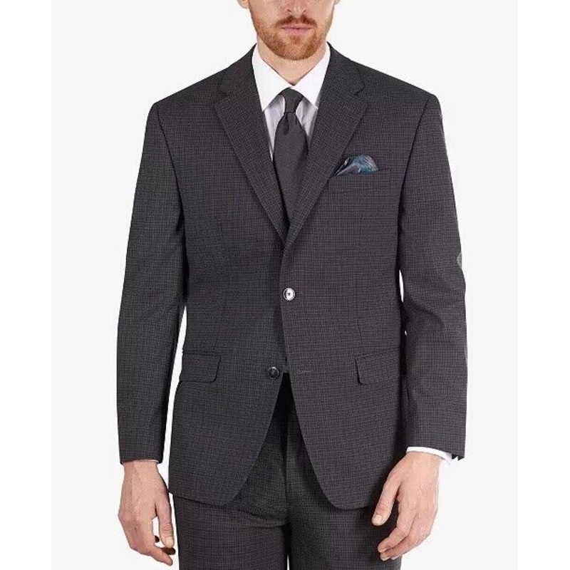SEAN JOHN Men's Classic-Fit Dark Gray Check Suit Jacket 36R Two Button