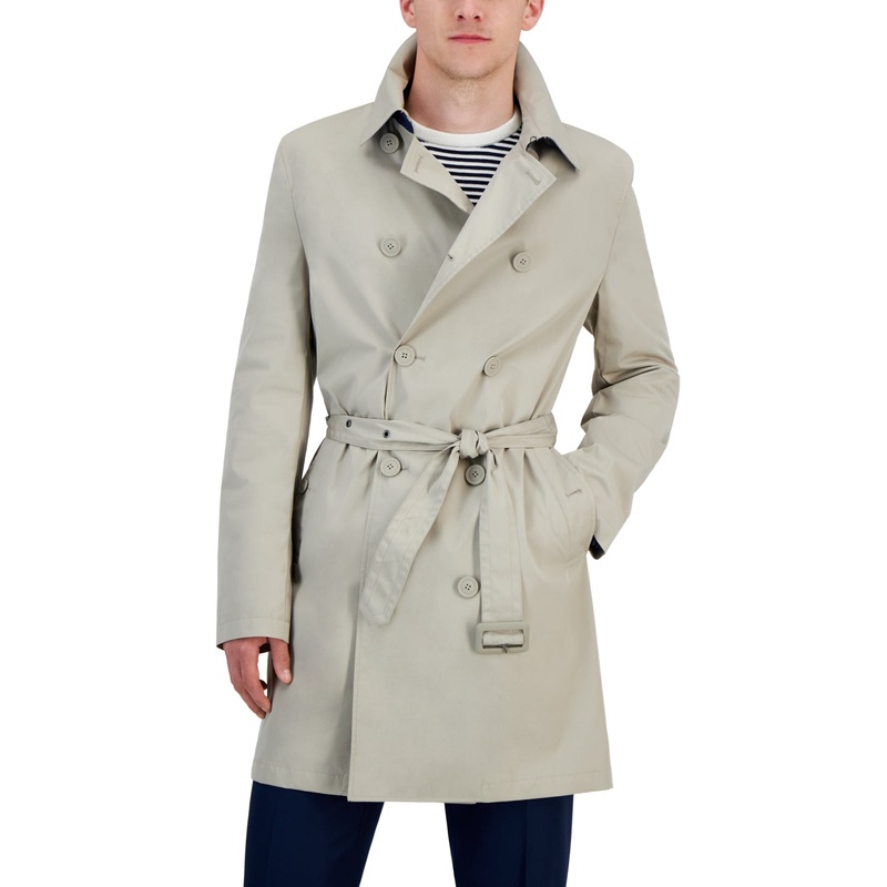 Tommy Hilfiger Mens Classic fit Overcoat Raincoat Coat 44 R Grey Solid
