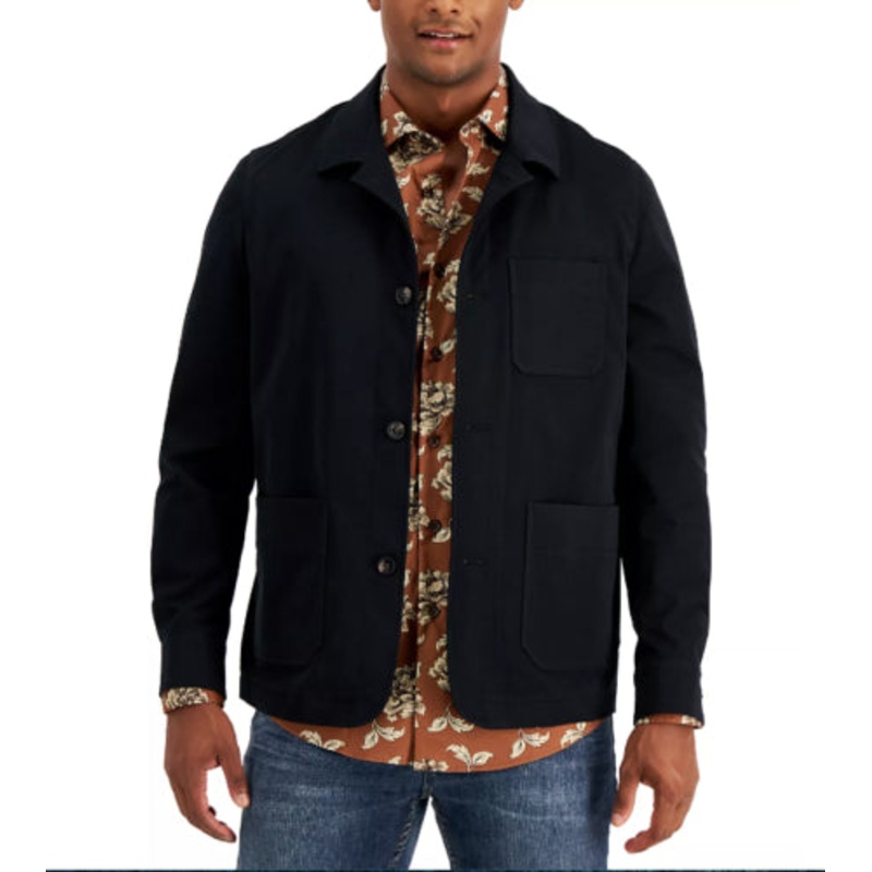Alfani Men's Regular-Fit Solid Shirt Jacket Navy Black Small