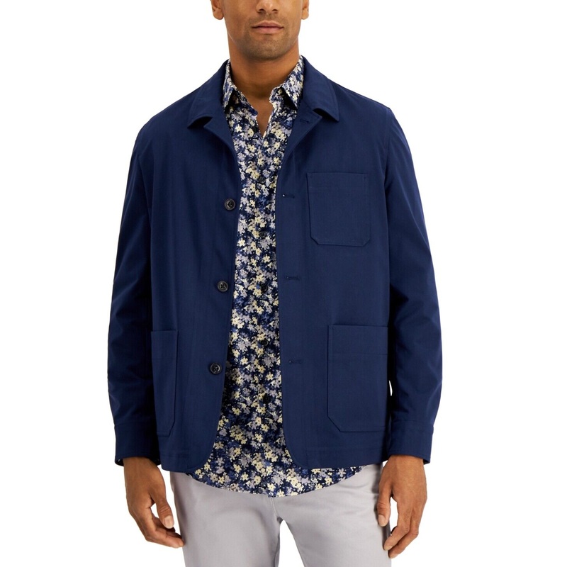 Alfani Men's Regular-Fit Solid Shirt Jacket Navy Blue Large