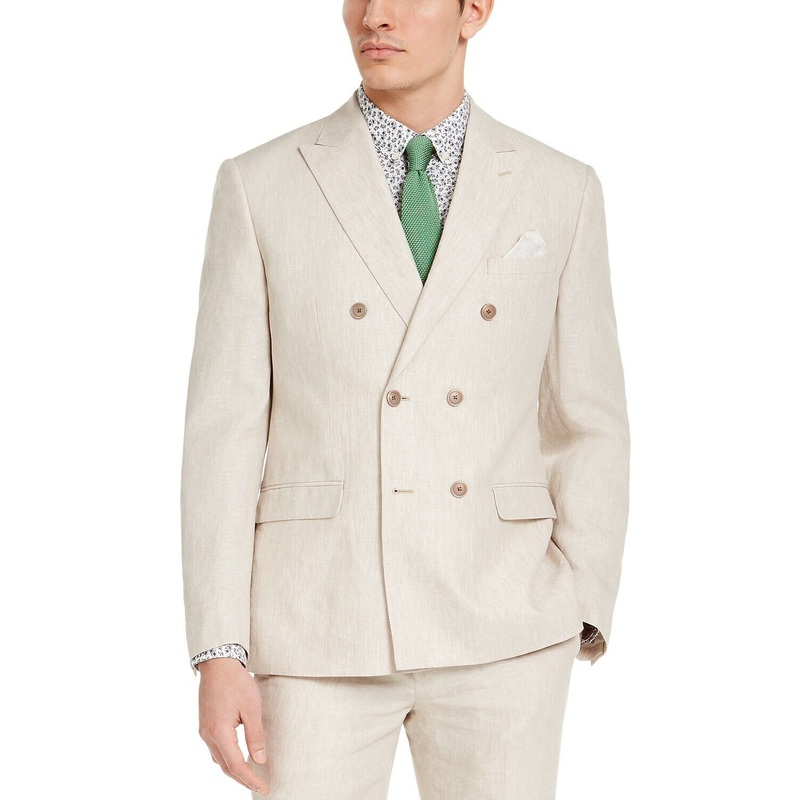 Bar III Men's Slim-Fit Tan Solid Double-Breasted Suit Jacket 36R