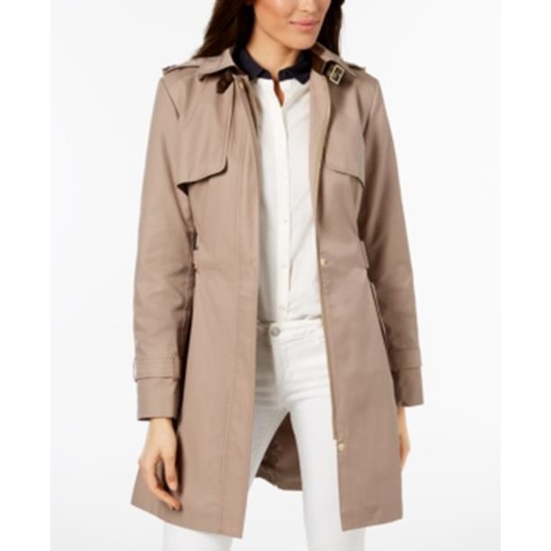 COLE HAAN Classic Women's Cotton Trench Coat XS Dune Khaki