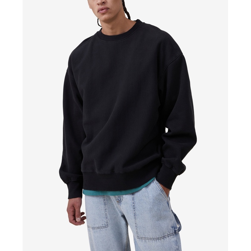 Cotton On Men's Oversized Fleece Sweateshirt Slate Black Large