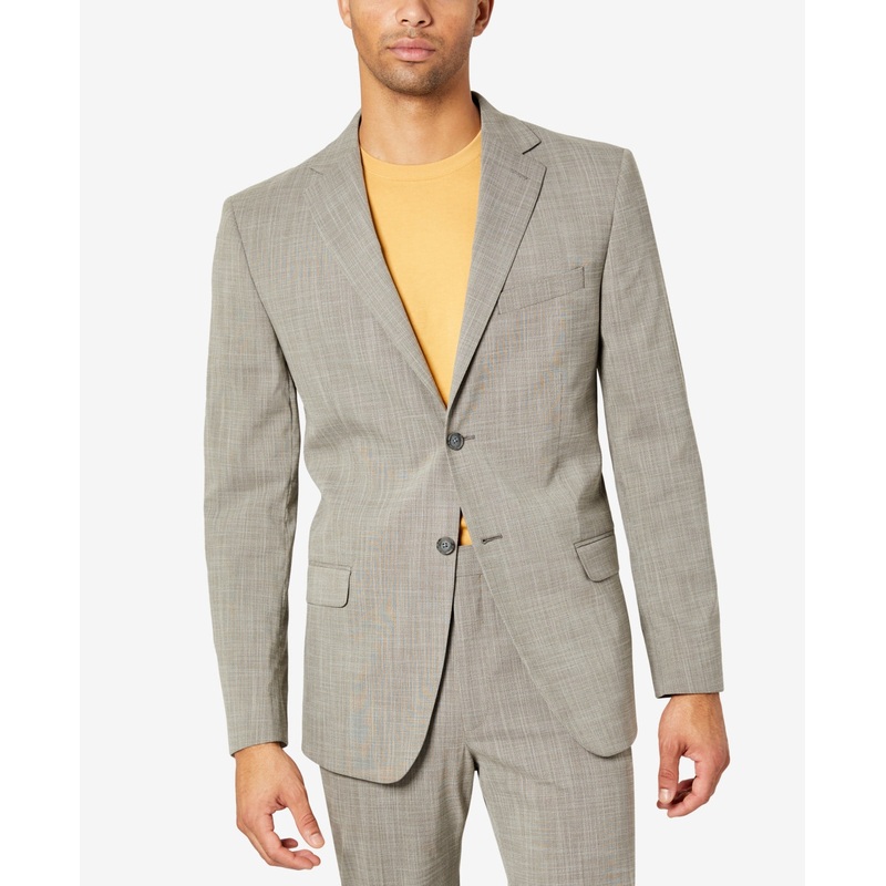 Dkny Mens Modern fit Suit Jacket Blazer 36 S Brown Solid Stretch