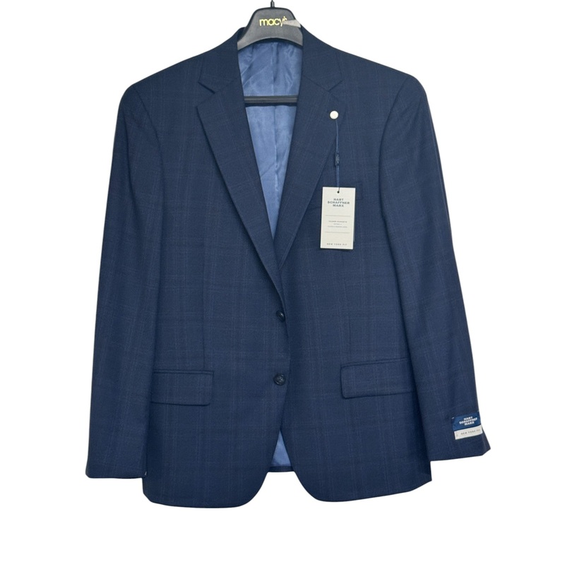 Hart Schaffner Marx New York Regular Fit Suit 42S / 36W Blue Brown Plaid