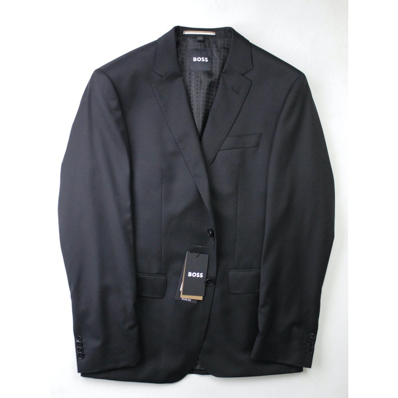 Hugo Boss Mens Slim fit Suit Jacket Blazer 38 R Black Solid Stretch