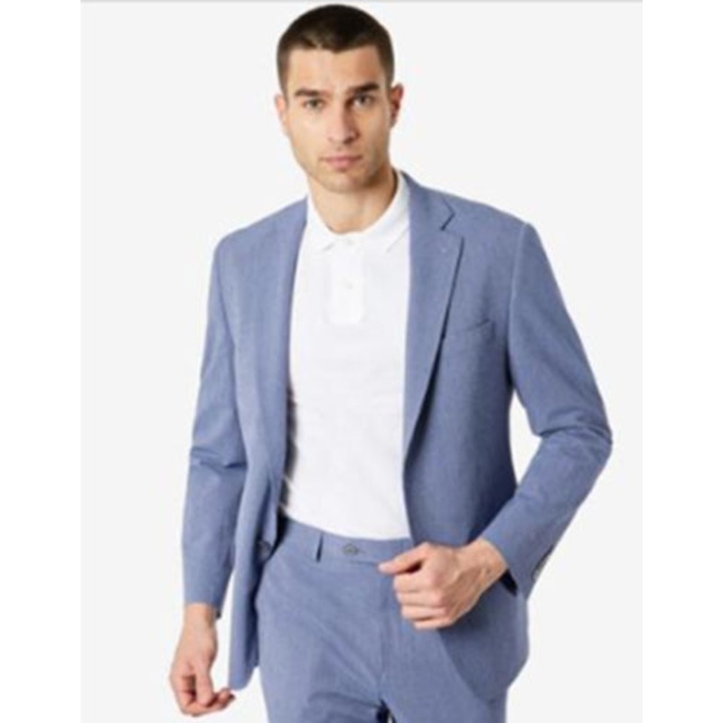 Lauren Ralph Lauren Men's Classic-Fit Seersucker Check Suit Jacket - Blue 44L