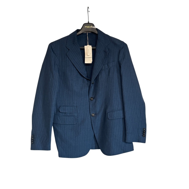 Massimo Alba Tonal Stripe Linen Herringbone Suit EU 50 US 40R / 34W Navy Blue