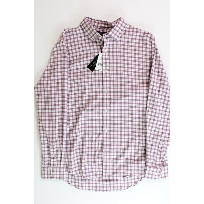 The Men's Store Mens Flannel Plaid Regular Fit Button Shirt Large Purple
