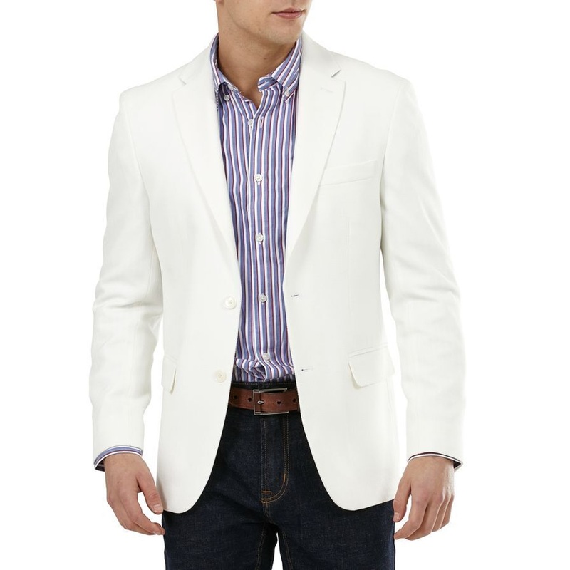 Tommy Hilfiger Men's Blazer White 40L Sport Coat Slim-Fit Solid Weave