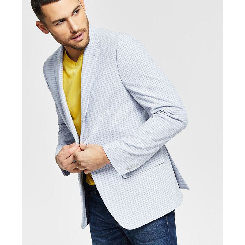 Tommy Hilfiger Men's Modern Stretch Seersucker Sport Coat Blazer 40S Blue White