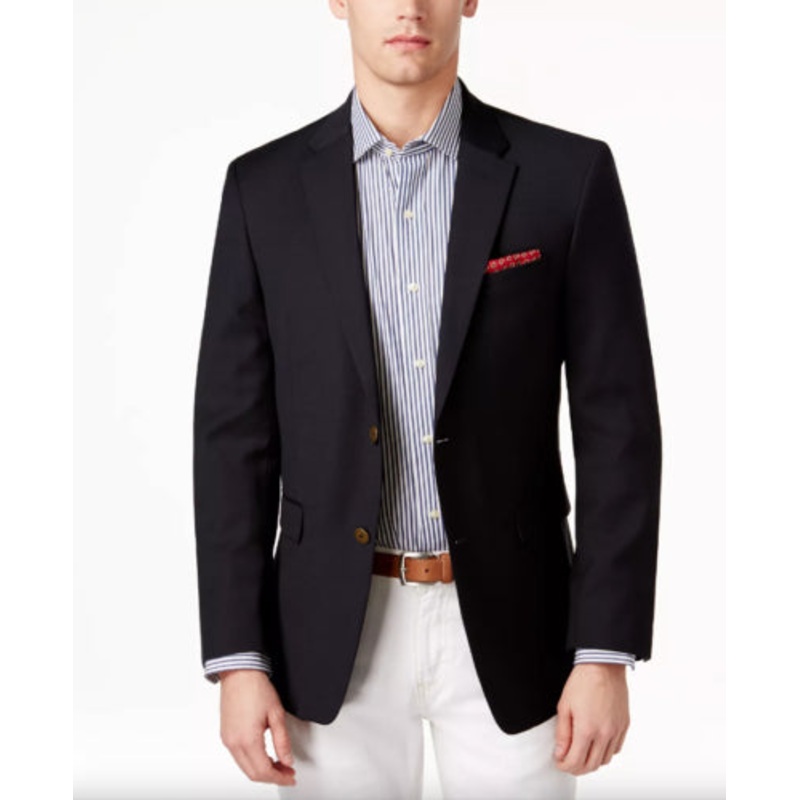 TOMMY HILFIGER Modern-Fit TH Flex Solid Navy Blazer Navy 42XL