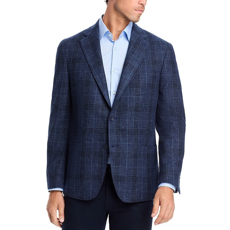 Vince Mens Slim fit Sport Coat Blazer 38 S Blue Plaid