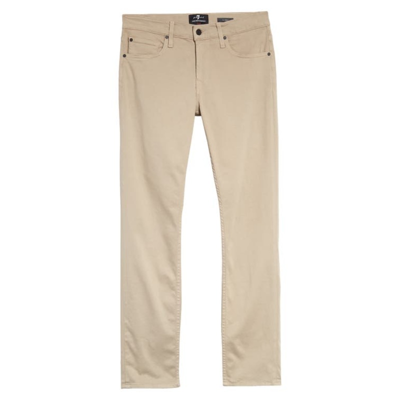 7 For All Mankind Mens Slim fit Casual Pants 32  Beige Solid