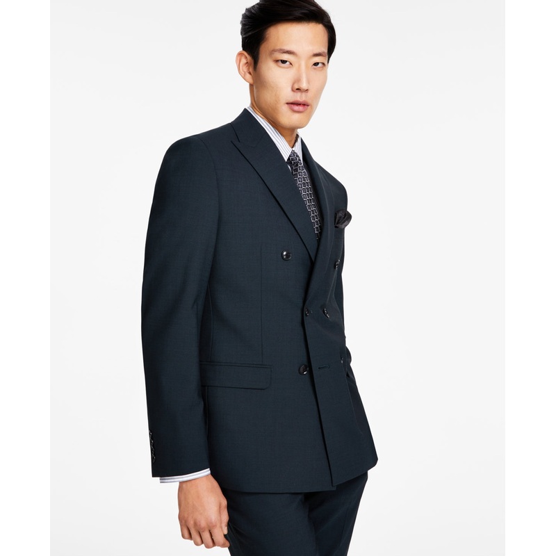 Bar Iii Mens Slim fit Double Breasted Suit Jacket Blazer 44 S Green