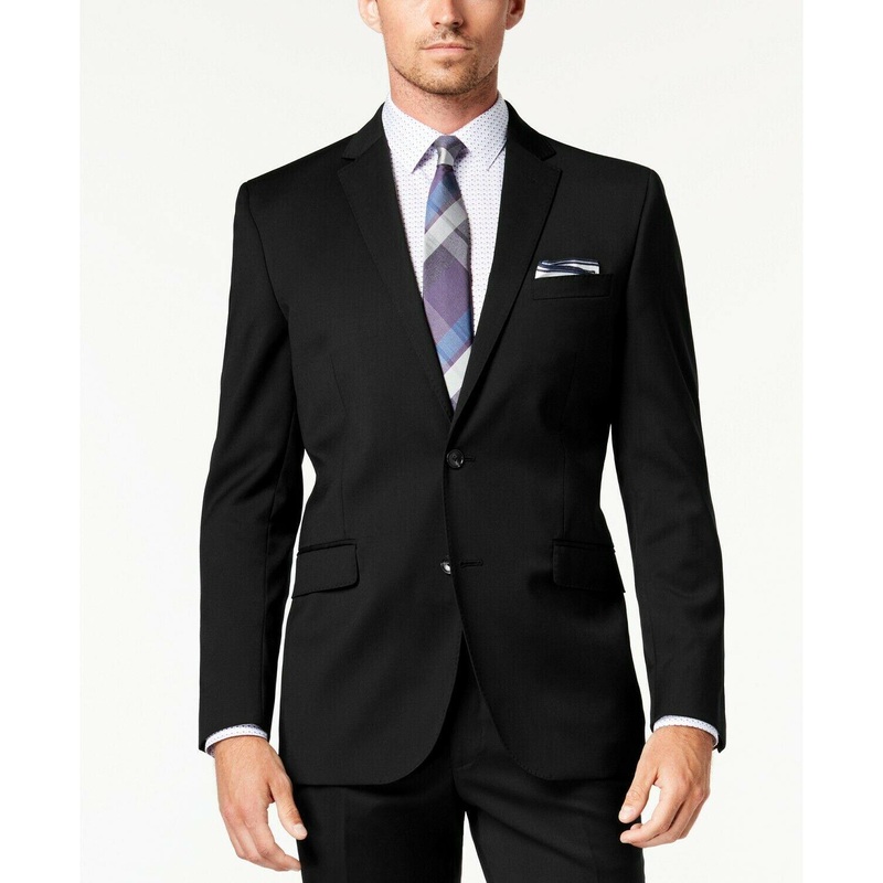 Kenneth Cole Slim-Fit Stretch Performance Travel Suit Jacket 48L Black 2 Button