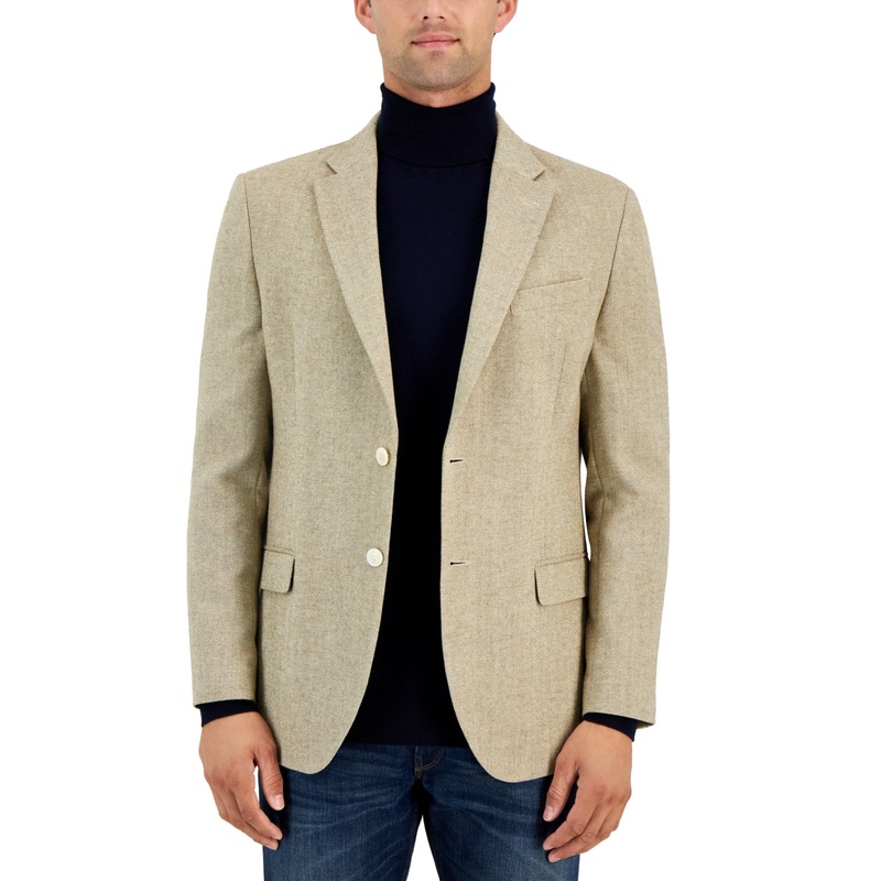 Nautica Mens Modern fit Sport Coat Blazer 42 R Brown Herringbone