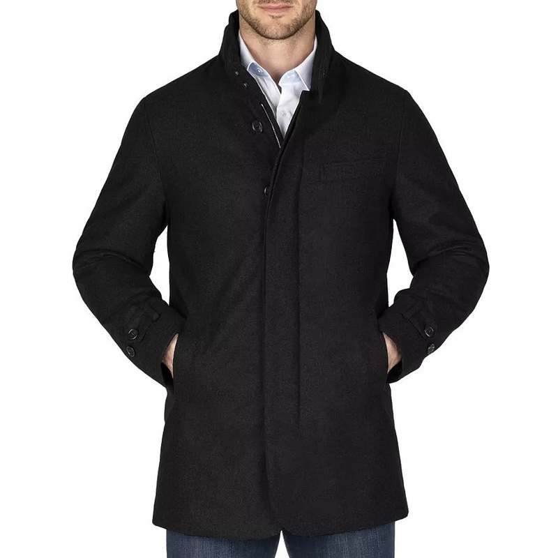 Norwegian Wool Mens Stretch Down Filled Car Coat Size XS Black