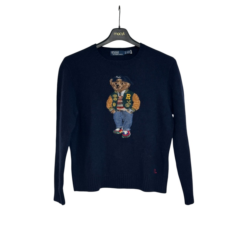 Polo Ralph Lauren Mens Polo Bear Intarsia Sweater Size XL Navy Blue