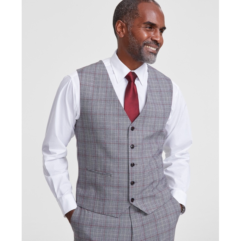 Tayion Collection Mens Classic fit Button-Up Vest Large Black