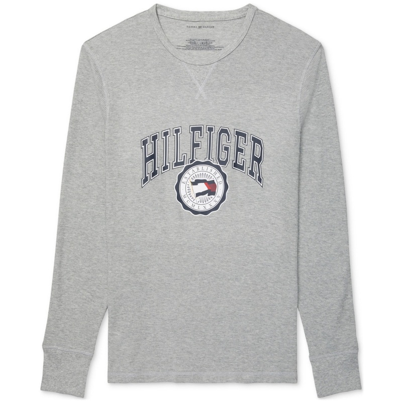 Tommy Hilfiger Men's Waffle Knit Long Sleeve Thermal Shirt XL Grey