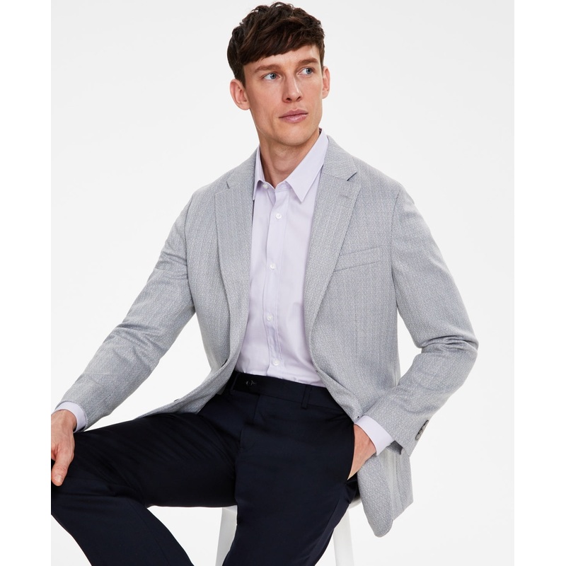 Tommy Hilfiger Mens Classic fit Sport Coat Blazer 38 S Grey Herringbone