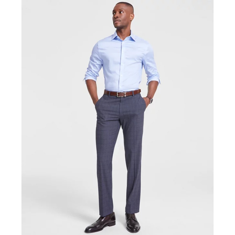 Tommy Hilfiger Mens Modern fit Dress Pants 36 / 30 Grey Plaid