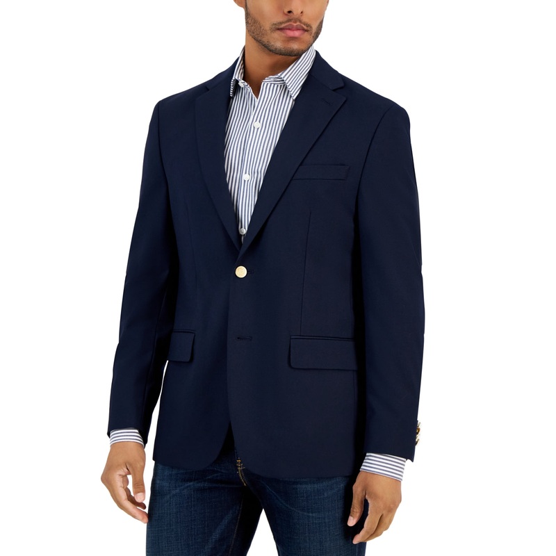 Tommy Hilfiger Mens Modern fit Sport Coat Blazer 46 R Blue Solid