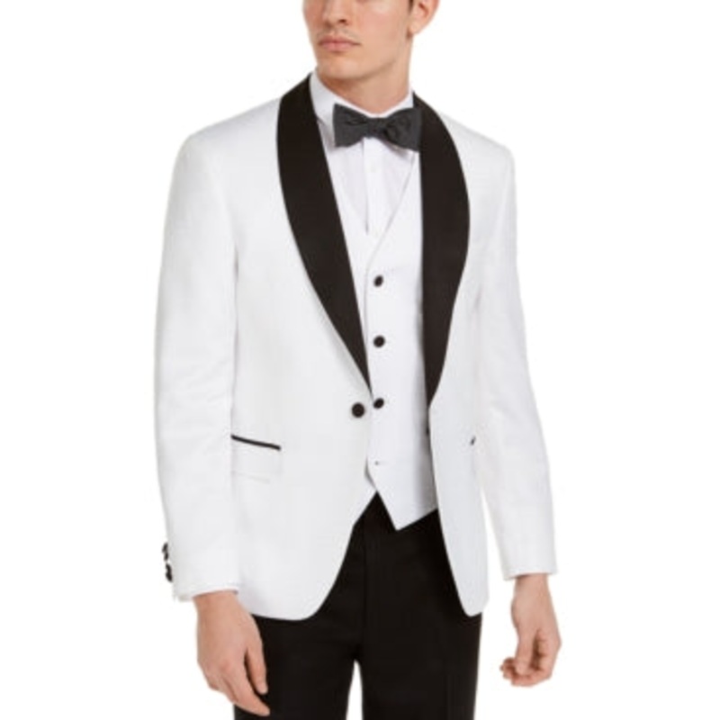 Alfani Mens Slim Fit Dinner Jacket port Coat 36R White Floral Pattern