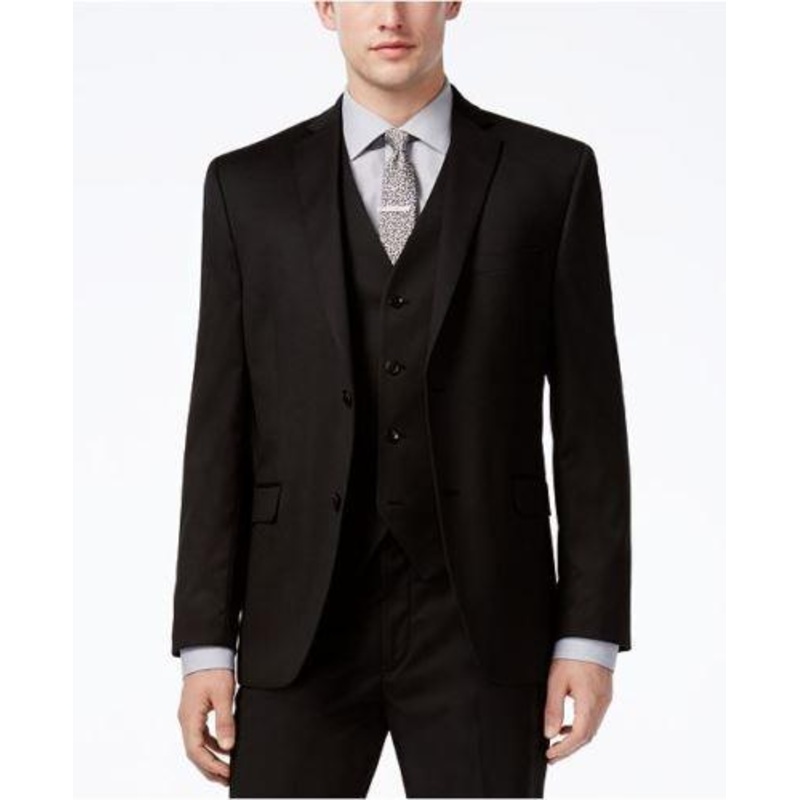 Alfani Mens Slim fit Suit Jacket Blazer 38 L Black Solid Stretch