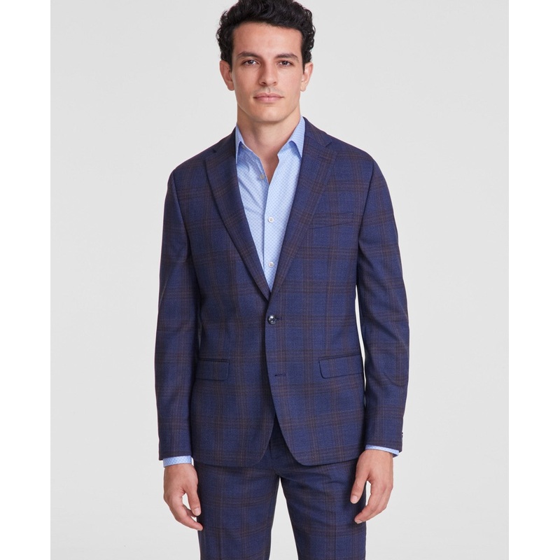Bar Iii Mens Slim fit Suit Jacket Blazer 46 R Blue Plaid