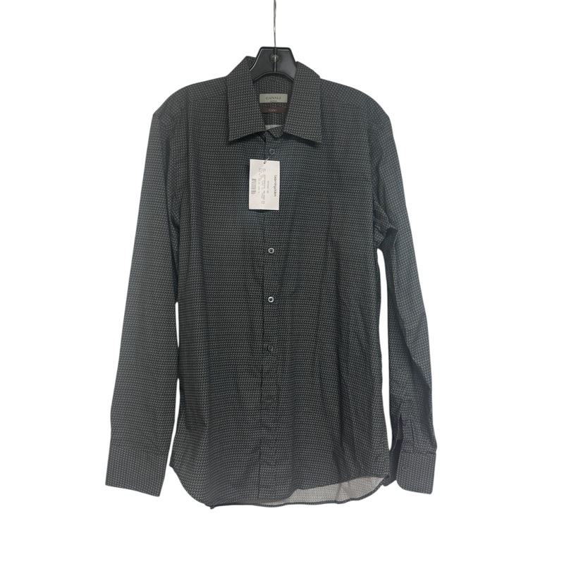Canali CARE Mens Button Up Sport Shirt Size Large Grey / Black