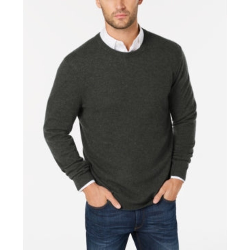 Club Room Mens Regular fit Long Sleeve Crewneck Sweater Medium Crew Neck Grey Solid