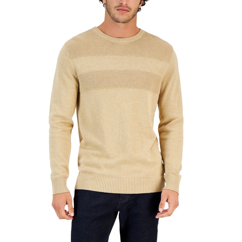 Club Room Menss Regular fit Crewneck Sweater Large Beige