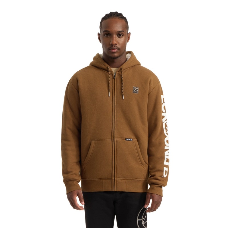 Ecko Unltd Mens Regular fit Hoodie Sweatshirt Medium Brown Full Zip