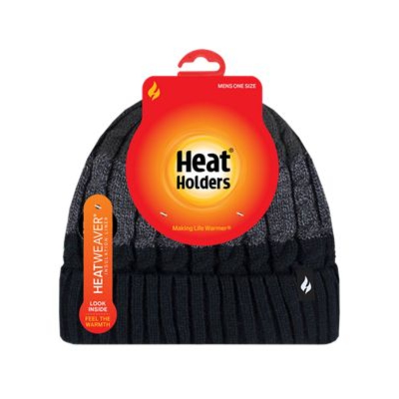 Heat Holders Mens  Regular Beanie Hat One Size Black