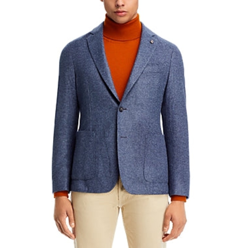 HUGO  BOSS Hanry Flannel Jersey Slim Fit Sport Coat Blazer 40R Blue Wool