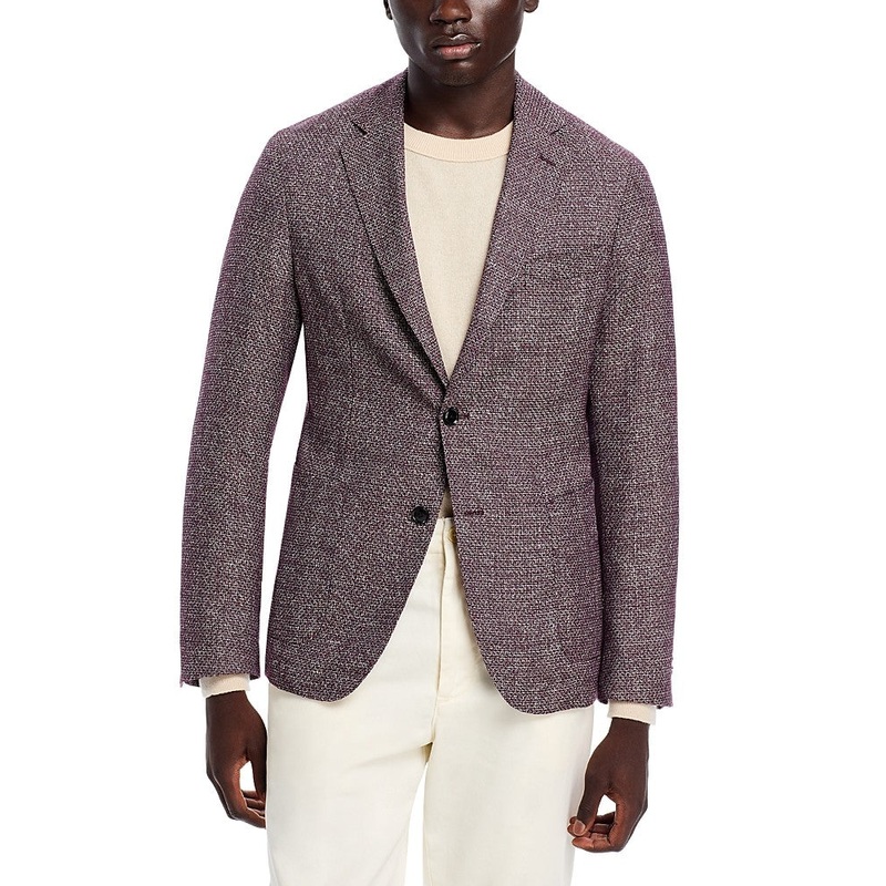 HUGO BOSS Hanry Melange Solid Unstructured Slim Fit Casual Sport Coat 46R Purple