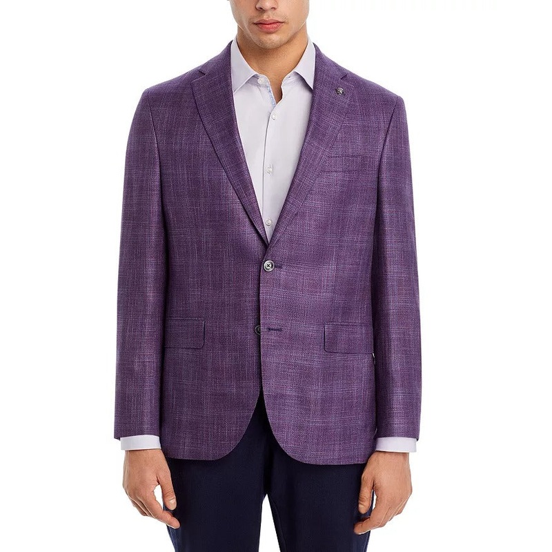 Jack Victor Conway Plaid Bamboo Regular Fit Sport Coat 42L Purple