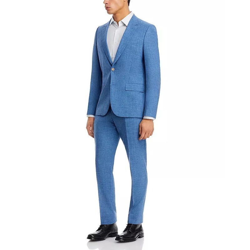 Paul Smith Soho Wool & Linen Slub Weave Extra Slim Fit Suit 38R / 32W Light Blue