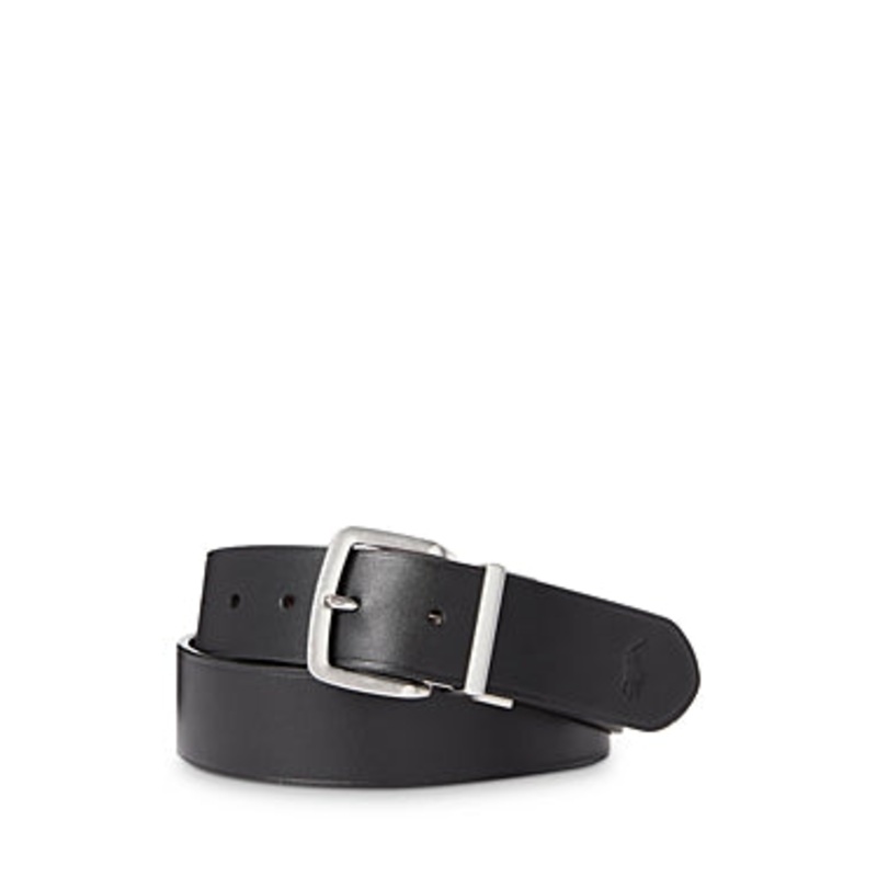 Polo Ralph Lauren Mens Leather Belt 38 Black Reversible